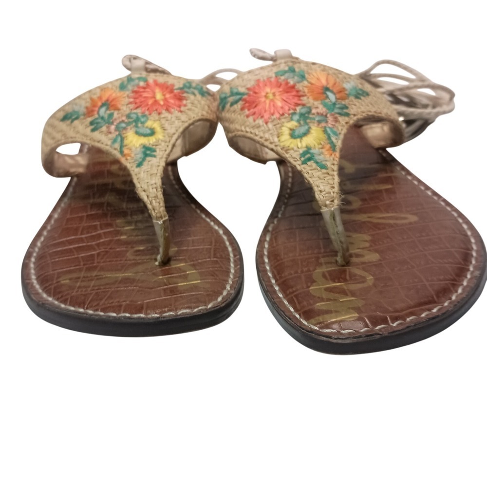Sam Edelman Geri 3 Floral Embroidered Braided Tie Up Sandals SKUW671 - Picture 5 of 6